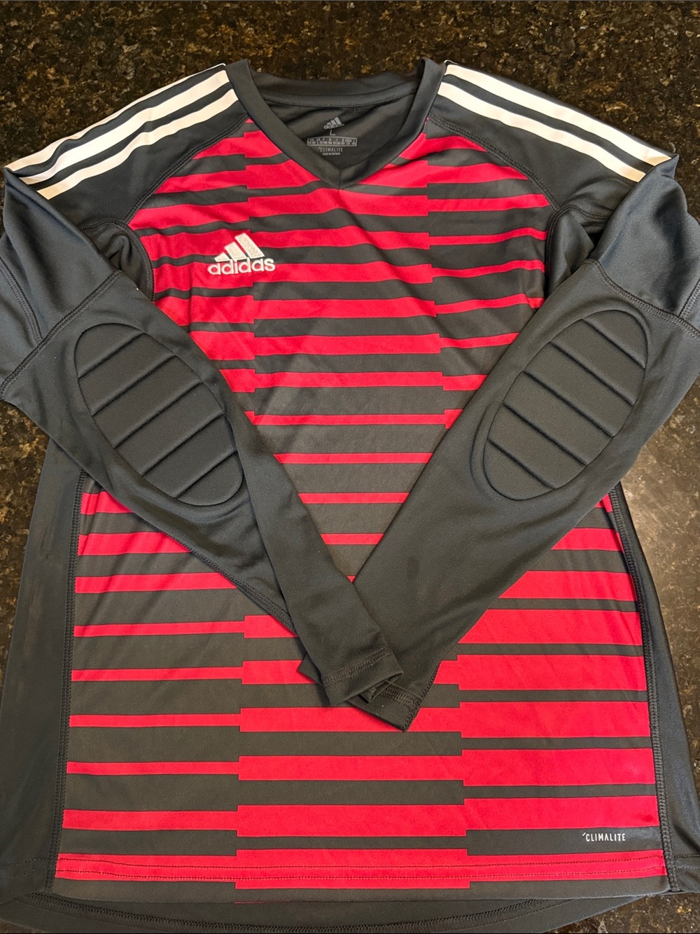 adidas Large Black & Red Padded-Arm Goalkeeper Jersey